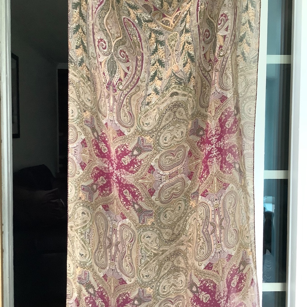 Scarf, silk chiffon  28 x 68 inches! paisley classic colors Allea Milano